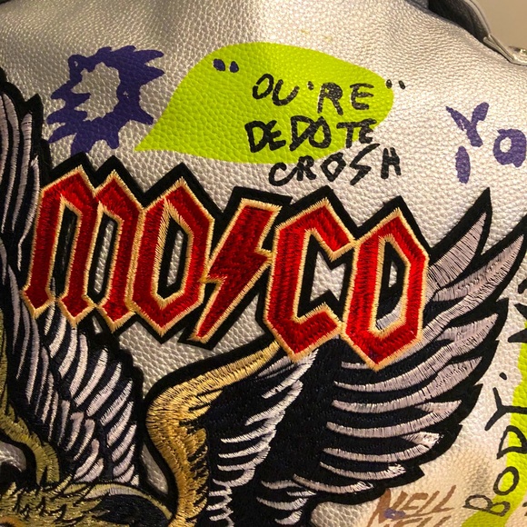 ❌SOLD❌ NWT Graffiti Punk, Rock & Roll Multi Color Graphic Spike & Rivet Moto,XL - Picture 10 of 16